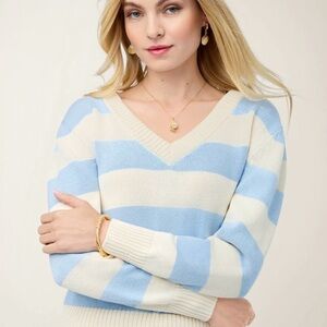 Spartina 449 Harbour Sweater Tide Foam Stripe - Medium - NWT - Retail $148